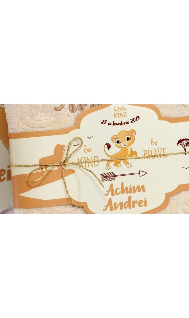 Trusou botez cu leu, brodat de inspiratie exotica, jungla, animale Micul Pui Leu 21